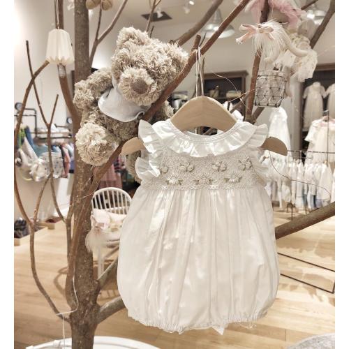 Voile Smocked Romper | White – Madison Grace Home