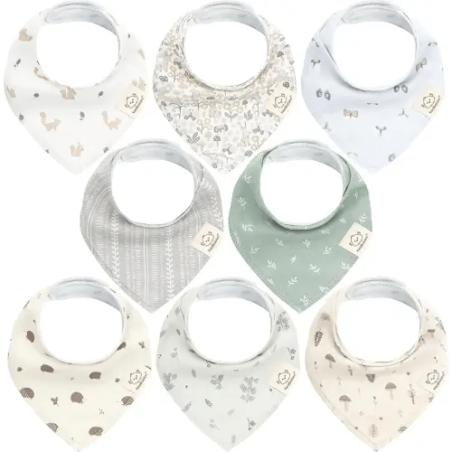 KeaBabies 8-Pack Organic Baby Bandana Bibs - Super Absorbent Triangle Baby Bibs for Drooling and Teething Infant, 100% Cotton Extra Soft for Newborn, Infant 0-36 Months (Prairie)