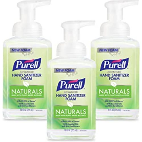Amazon.com: Purell Advanced Hand Sanitizer Naturals Foam with Plant-Based Ethanol, 10 fl oz Foam Pump Bottle (Pack of 3), 3001-06-EC : Health & Household