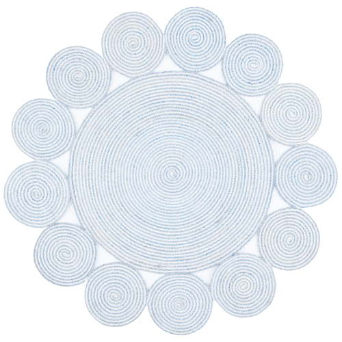 SAFAVIEH Cape Cod Hester Abstract Dots Polyester Area Rug, Blue/Ivory, 7' x 7' Round