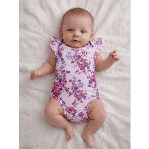 Ruffle Sleeve Bodysuit, Violet Rose