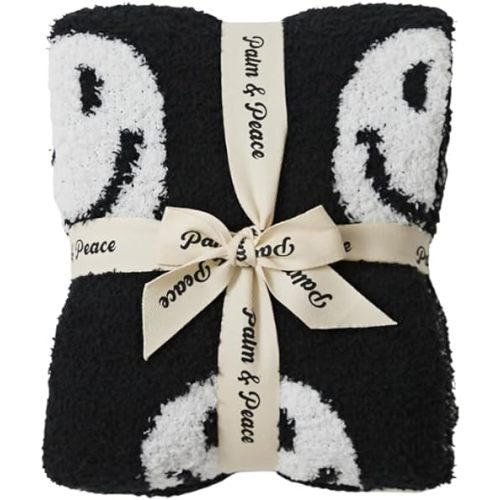 Smiley Face Blanket - Baby Blanket - Kids Blanket - Unbelievably Soft - Reversible & Lightweight - The Most Comfortable Blanket Ever - 30x40 Inches (Black)