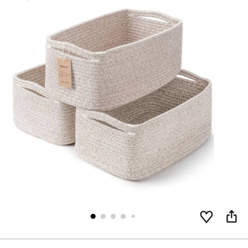 3-Pack Small Storage Baskets for Organizing | Woven Shelf Toy Basket | Rope Baskets for Gifts Empty | Closet Organizer Bins with Handles | Cube Decorative Box | 11.8×7.8×5.1” | Mixed brown