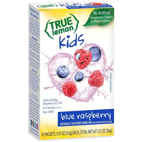 True Lemon Kids Blue Raspberry - Hydration for Kids - No Preservatives, No Artificial Flavors, No Artificial Sweeteners - Low Sugar Water Flavoring - Drink Mix for Kids - Kids Juice Powdered Drink Mix 10 count(pack of 1)