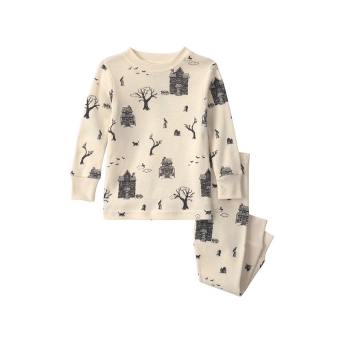 Print Fitted Organic Cotton Two-Piece Pajamas