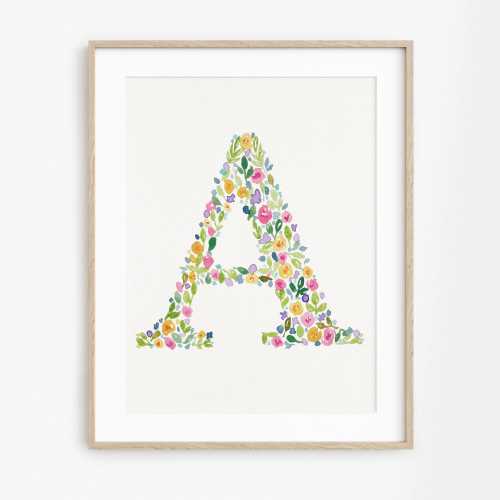 Hand Painted Wildflower Letter Art Floral Watercolor Print
