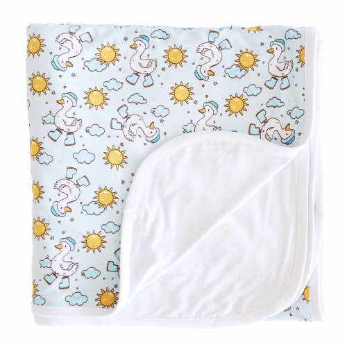 Silly Goose Double Sided Bamboo Blanket | Blue