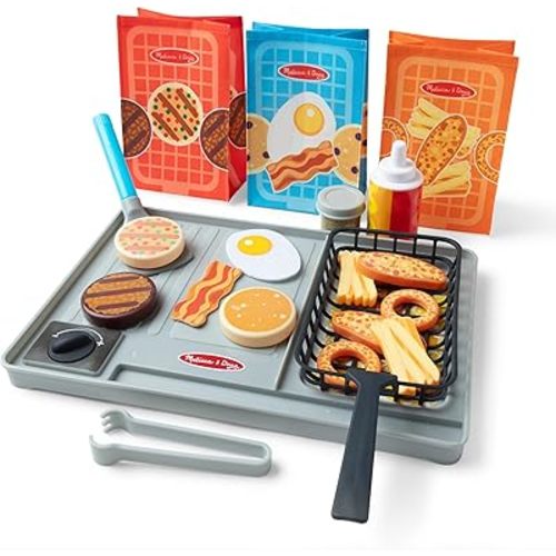Melissa & Doug Flip & Fry Grill Play Set with Water Wow!® Kids Kitchen Playset with Color Changing Play Food, Preschool Toys for Girls & Boys Ages 3+