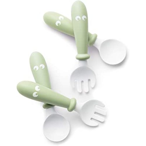 BabyBjörn Baby Spoon and Fork, 4 pcs, Powder Green