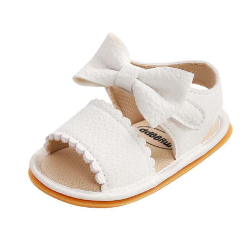 LOVZFMLL Infant Baby Girls Sandals Bowknot Anti-Slip Soft Sole First Walker Shoes Princess Dress Shoes for Outdoor Crib Prewalkers White 0-3 Months