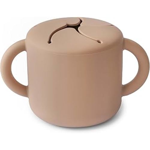 mushie Silicone Snack Cup | Spill Proof Food Container for Toddler and Baby (Natural)