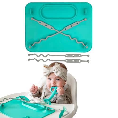 Busy Baby Silicone Mat NEW Suction Cups with 4 Straps (Spearmint)