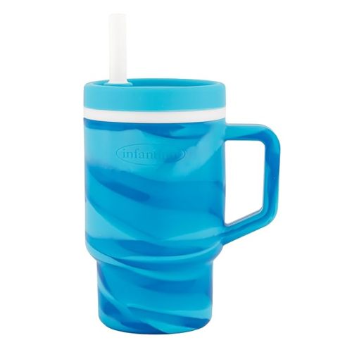 Infantino My 1st Tumbler, Silicone Sippy Cup with Straw & Handle, Spill-Resistant Baby Cup for On-the-Go, BPA-Free Transition Bottle, Blueberry Swirl