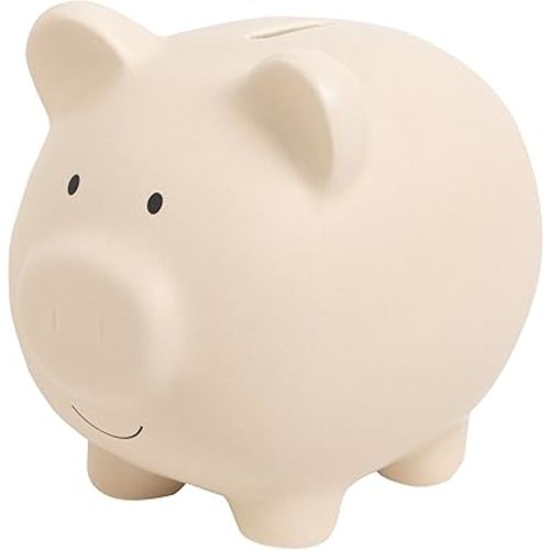 Kate & Milo Taupe Matte Piggy Bank, Ceramic Piggy Bank, Ideal for Boys and Girls, Kids Money and Coin Bank, Perfect Baby Nursery Décor, Great Gift and Newborn Keepsake