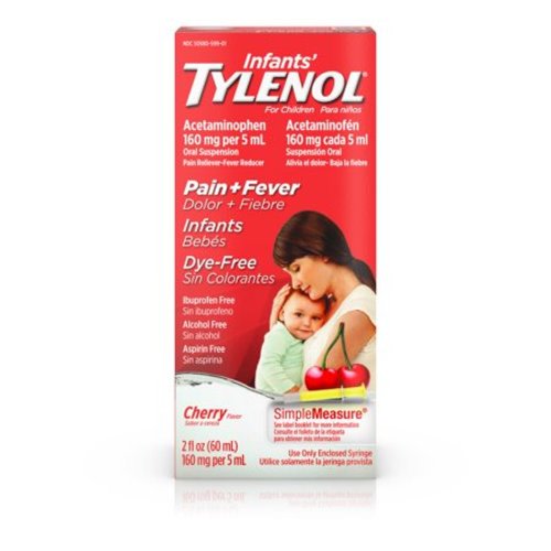Infants’ Tylenol Oral Suspension, Dye-Free, Cherry, 2 Oz