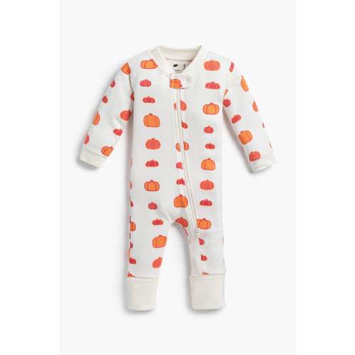 One-Piece Baby Pajamas - Organic Baby Clothes - Monica + Andy | Color: Pumpkin Patch | Size: 6-9 months