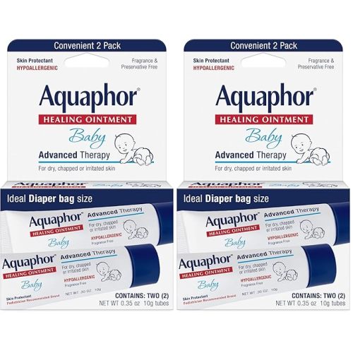 Aquaphor Baby Healing Ointment, To-Go Pack | Advanced Therapy | For Chapped Cheeks | For Diaper Rash | 2 Count Pack