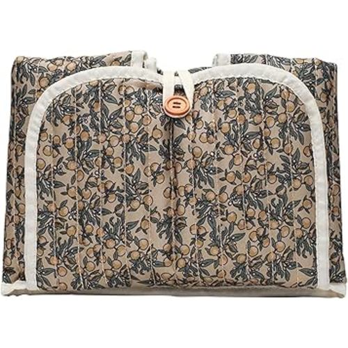 Quilted Baby Diaper Changing Pad Flower Change Mat Foldable Floral Changing Pad Liner (Brown Floral)