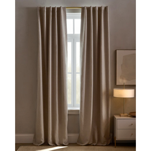 European Linen True Blackout Curtain in Flax