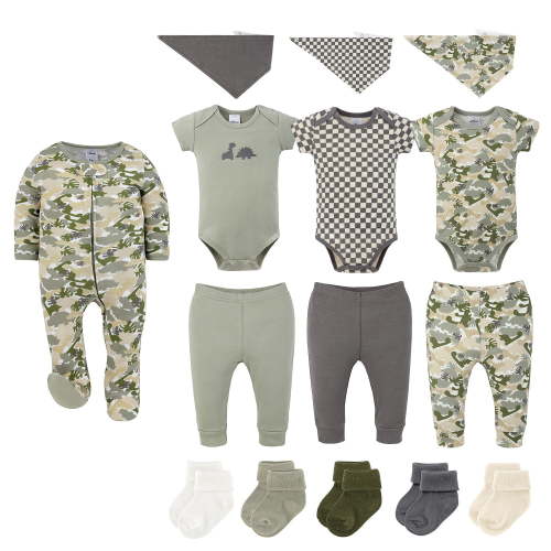 The Peanutshell Offroad Dino 15-Piece Baby Girl Clothes Set, 3-6 Months