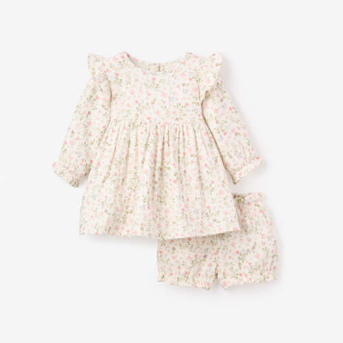 Folklore Floral Organic Muslin Dress+ Bloomer WHITE / 3-6M