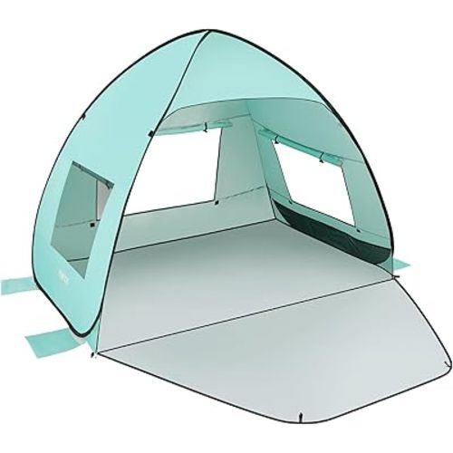 TOBTOS UPF 50+ Pop Up Beach Tent, Easy Set Up Beach Umbrella, Sun Shelter for 2-3 People UV Protection Portable Sunshade, Baby Canopy Cabana, Lightweight with Carry Bag