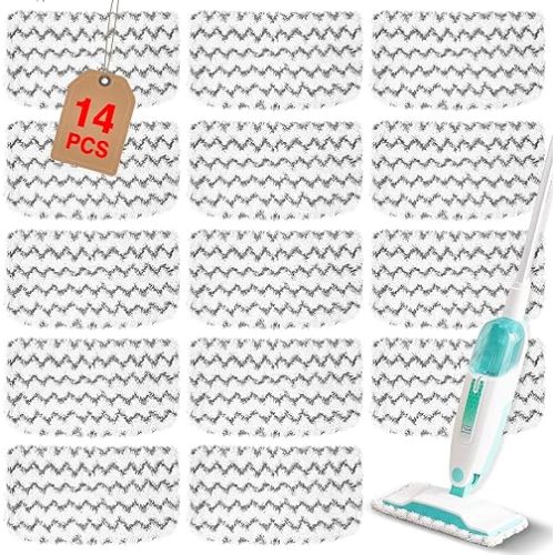 14 Pack Steam Mop Replacement Pads Compatible with Shark Steam Mops S1000/S1000A/S1000C/S1000WM/S1001C, Floor Steamer Pads Washable, Reusable Microfiber Cleaner Pads