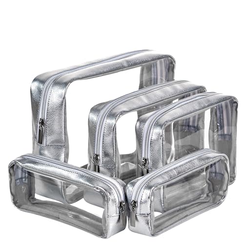 Remobia Hicol TSA Approved 5-Piece Diaper Bag Organizer Pouch Set Clear Waterproof TPU Kids Toiletry Storage Set Travel Packing Clutch Cube Bags for Baby Nursing