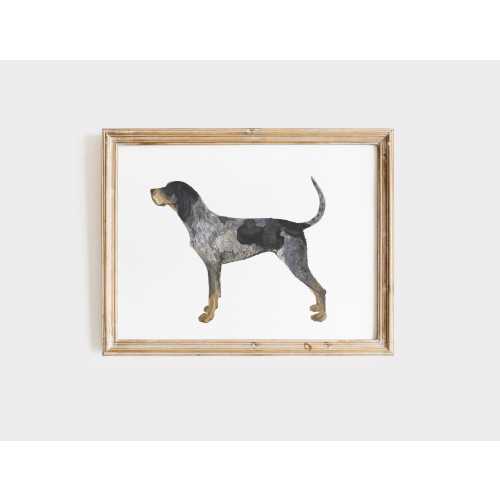 Bluetick Coonhound Art Print, Dog Painting, Bluetick Coonhound Painting, Hunting Dog Nursery Art, Duck Nursery, Hunting Dog Art