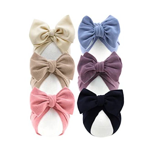 6 PCS Stretchy Baby Turban Hats, Baby Hat with Bows for Girls, Baby Boys Caps, Toddler, Newborn, Infant Hat Unisex