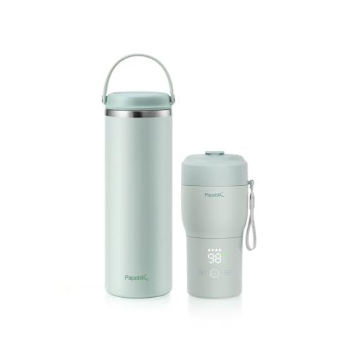 Papablic Portable Bottle Warmer Pro for Travel Bundle with Papablic Innovative 360° CapsuleChill Breastmilk Cooler