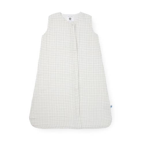Little Unicorn 0-6 Month Premium Muslin Sleep Sack 1.1 TOG | Soft & Breathable Muslin Cotton for safer sleep | 2 way zipper (Tan Gingham)
