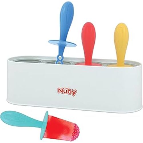 Nuby Stick Pops - (4-Count) Silicone Popsicle Molds for Toddlers and Babies 4+ Months - Easy to Make Frozen Treats or Baby Teething Relief
