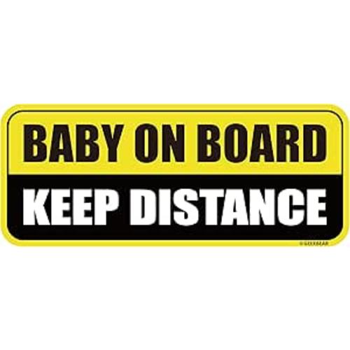 GEEKBEAR Baby on Board Car Magnet - Colorful, Reflective, Weather-Resistant - Rectangular 8.7 x 3.5 in (Yellow/Black)