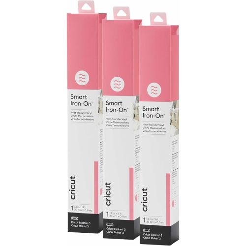Cricut Smart Iron On, Red, 3-Pack of 3ft Rolls (13"x36") Heat Transfer Vinyl for Maker & Explore Machines- Matless Cutting for Long cuts up to 12ft