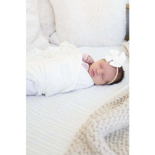 Cloud White Bamboo Waffle Oversized Swaddle Blanket