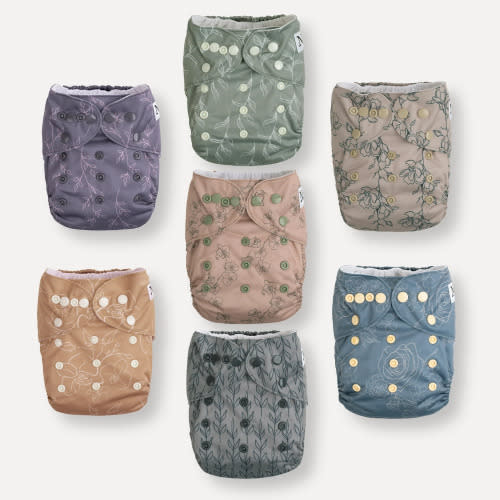 Modern Blooms Cloth Diaper Set with Inserts X7