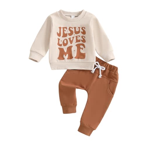 Hekkomird Baby Boy Girl Fall Outfits Cute Letter Print Long Sleeve Sweatshirt Elastic Pants Infant Newborn Winter Clothes