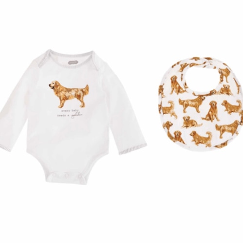 Golden Dog Bodysuit and Bib Set | Mud Pie