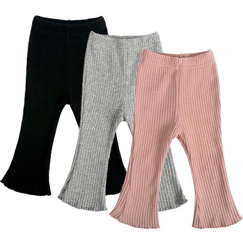 GYRATEDREAM 3M-3T Baby Girl Flare Pants Infant Solid Ribbed Ruffle Bell Bottoms Pants Trousers Fall Outfits