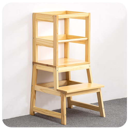 Kitchen Step Stool for Toddlers with Non-Slip Mat, Wooden Kids Montessori Learning Stool Tower, Toddler Standing Tower Helper for Kitchen Counter and Bathroom Sink.