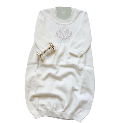 Scalloped Newborn Knit Gown