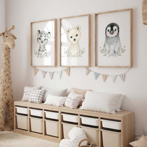 Arctic Animal Nursery Wall Art Set of 3 | Winter Nursery Prints – My Tommy Prints