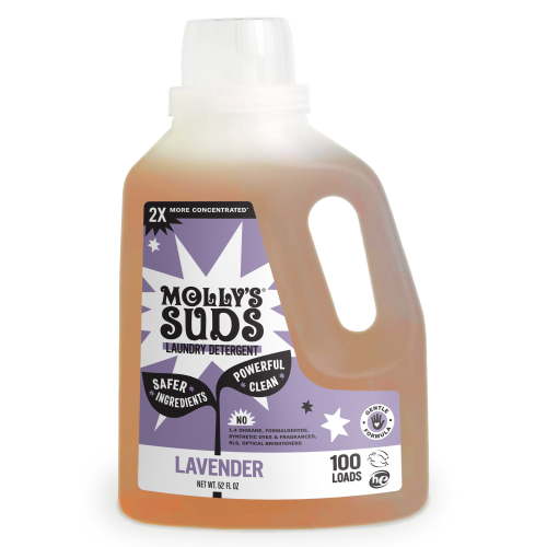 Free Shipping! Molly's Suds Natural Liquid Laundry Detergent for Sensitive Skin 2x Concentrated 100 Loads Lavender