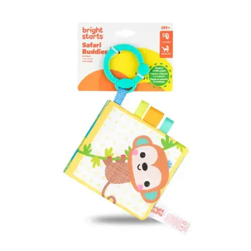 Bright Starts Safari&nbsp;Buddies&nbsp;Soft&nbsp;Book | Baby Bunting AU