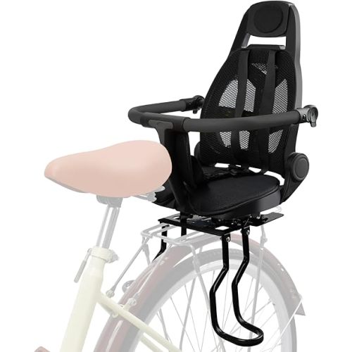 XIEEIX Rear Child Bike Seat,Rear Mounted Child Bike Seats,Back Mount Child Seat with Back Rest Armrest Foot Pedals,Width Adjustable Bicycle Rear Seat,Fits All Bicycle Rear Frames