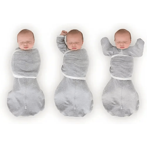 SwaddleDesigns 6-way Omni Swaddle Sack Arms Up Swaddle for Newborn, More Options to Calm Startle Reflex, Improves Sleep, Easy Transition Baby Sleep Sack, Small, 0-3 month, Heathered Gray