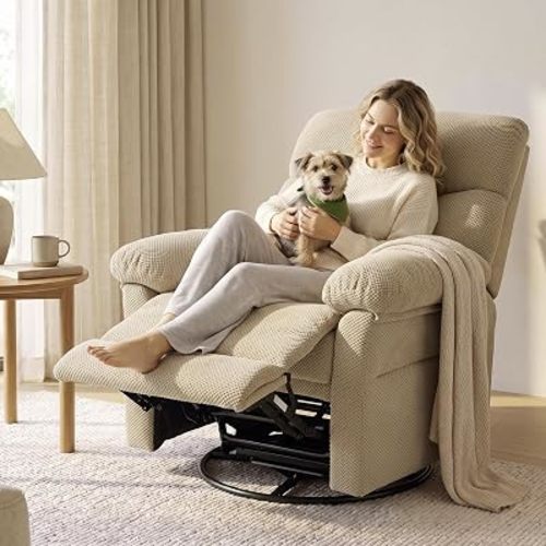HOPUBUY Nursery Glider Recliner Rocking Chair w/Padded Armrests