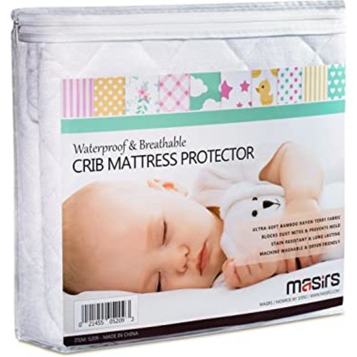 Crib Mattress Protector Cover - Comfortable, Breathable and Waterproof Bamboo Material. Keep The Crib Mattress Clean and Protected and Give Your Baby a Cozy Restful Sleep. Machine and Dryer Friendly.