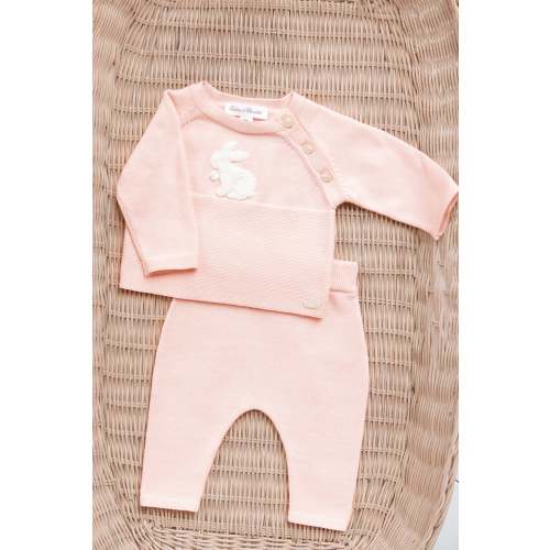 Outfit Long - Pink Embrodery rabbit unisex | Tartine et Chocolat